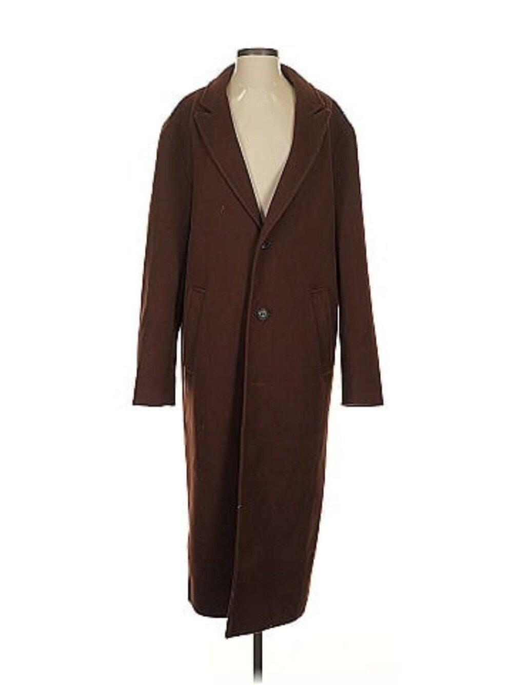 ASOS DESIGN Brown Longline Wool-Look Coat Size Small